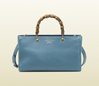 2013 Gucci bamboo shopper light blue leather tote