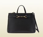 2013 Gucci bright bit black leather top handle tote