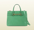2013 Gucci bright bit jasmine green leather top handle tote
