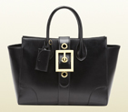2013 Gucci lady buckle black leather top handle bag