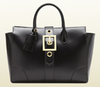 2013 Gucci lady buckle black leather top handle bag