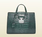2013 Gucci lady lock crocodile tote