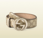2013 Gucci metallic leather belt with interlocking G buckle