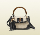 2013 Gucci new bamboo white straw top handle bag