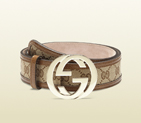 2013 Gucci original GG canvas belt with interlocking G buckle