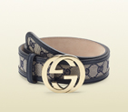 2013 Gucci original GG canvas belt with interlocking G buckle