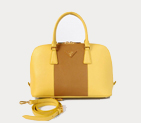 2013 PRADA Saffiano Leather Two Handle Bag 0837 in Naturals with Yellow 0837