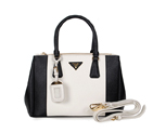 2013 Prada Saffiano Leather Tote Bag 1801 in Black with White