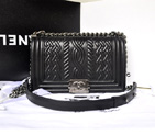2014 Boy Chanel Flap Bag in Original Sheepskin Leather A66307 in Black A66307