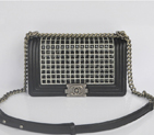 2014 Boy Chanel Flap Bag with Black PVC and Sheepskin Leather A92093 Black A92093