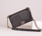 2014 Boy Chanel Flap Shoulder Bag Herringbone Stitching A92493 Black A92493