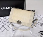 2014 Boy Chanel Flap Shoulder Bag Original Sheepskin Leather with Horsehair A67759 White-Off A67759
