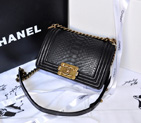 2014 Boy Chanel Flap Shoulder Bag Real Python Leather A67063 Black A67063