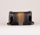 2014 Boy Chanel Flap Shoulder Bag Snake Leather A67025 Black A67025