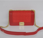 2014 Boy Chanel Flap Shoulder Bag Weave Leather A90181 Red A90181