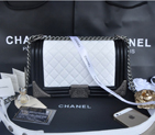 2014 Boy Chanel Flap Shoulder Bag in Calfskin Leather A67088 White&Black A67088