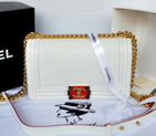 2014 Boy Chanel Flap Shoulder Bag in Original Calf Leather A92094 White A92094