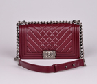 2014 Boy Chanel Flap Shoulder Bag in Sheepskin Leather A90191 Claret A90191