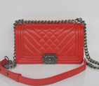 2014 Boy Chanel Flap Shoulder Bag in Sheepskin Leather A90191 Red A90191
