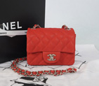 2014 Chanel 1115 mini Classic Flap Bag Original Cannage Pattern Nubuck Leather Red with Silver 1115