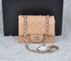 2014 Chanel 1115 mini Classic Flap Bag Original Caviar Leather Apricot in Silver 1115