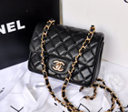 2014 Chanel 1115 mini Classic Flap Bag Original Caviar Leather Black in Gold insize Black 1115