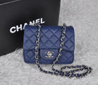 2014 Chanel 1115 mini Classic Flap Bag Original Caviar Leather Blue in Silver 1115
