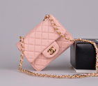 2014 Chanel 1115 mini Classic Flap Bag Original Caviar Leather Pink in Gold 1115