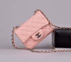 2014 Chanel 1115 mini Classic Flap Bag Original Caviar Leather Pink in Silver 1115