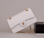 2014 Chanel 2.55 Classic Original Lambskin Leather Flap Bag 1112 in White with Gold Hardware 1112