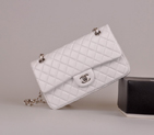 2014 Chanel 2.55 Classic Original Lambskin Leather Flap Bag 1112 in White with Silver Hardware 1112