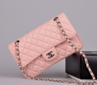 2014 Chanel 2.55 Series Classic Flap Bag 1112 Caviar leather in Pink with Silver 1112