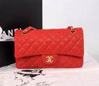 2014 Chanel 2.55 Series Classic Flap Bag 1112 Original Cannage Pattern Nubuck Leather Red in Gold 1112