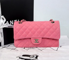 2014 Chanel 2.55 Series Classic Flap Bag 1112 Original Cannage Pattern Nubuck Leather Pink in Silver 1112