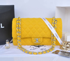 2014 Chanel 2.55 Series Classic Flap Bag Denim Fabric CF1112 Lemon 1112