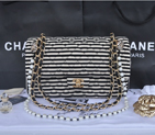 2014 Chanel 2.55 Series Flap Bag Jersey and Lambskin 1112 Black 1112