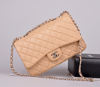 2014 Chanel A28600 Original Leather Classic Flap Bag in Apricot with Silver A28600