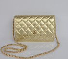 2014 Chanel A33814 Gold Sheepskin Leather mini Flap Bag Gold A33814