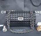 2014 Chanel A90660 Gold flap Bag Sheepskin Leather in Black A90660
