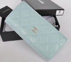 2014 Chanel Bi-Fold Wallet Embossed Leather A50098 Light Blue A50098