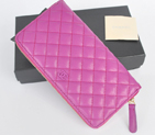 2014 Chanel Bi-Fold Zip Around Wallet Original Leather A91504 Purple A91504
