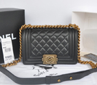 2014 Chanel Boy Flap Shoulder Bag Black Original Lambskin Leather A67085 with Bronze A67085