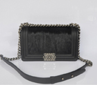 2014 Chanel Boy Flap Shoulder Bag Black Sheepskin Leather Horsehair A67086 A67086