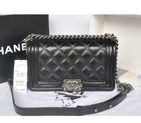 2014 Chanel Boy Flap Shoulder Bag Original Bright Leather A66383 Black A66383
