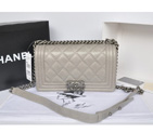 2014 Chanel Boy Flap Shoulder Bag Original Bright Leather A66383 Gray A66383