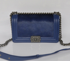 2014 Chanel Boy Flap Shoulder Bag Royalblue Sheepskin Leather Horsehair A67086 A67086