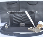 2014 Chanel Boy Flap Shoulder Bag in Black Sheepskin Leather A92492 Silver A94102