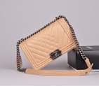 2014 Chanel Boy Flap Shoulder Bag in Original Sheepskin Leather A90191 Apricot A90191