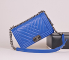 2014 Chanel Boy Flap Shoulder Bag in Original Sheepskin Leather A90191 Blue A90191