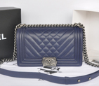 2014 Chanel Boy Flap Shoulder Bag in Original Sheepskin Leather A90191 Violet Blue A90191